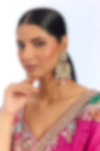 Gold Finish Kundan Polki & Pearl Chandbali Earrings by Auraa Trends at Pernia's Pop Up Shop