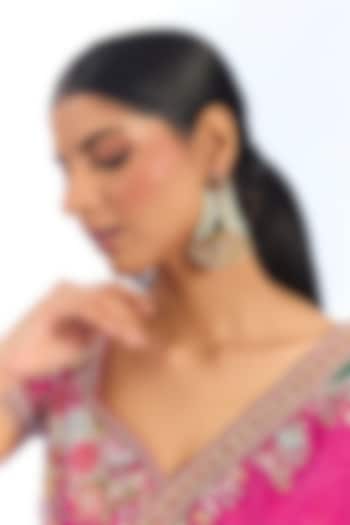 Gold Finish Kundan Polki & Green Beaded Chandelier Earrings by Auraa Trends at Pernia's Pop Up Shop