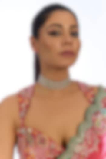 Silver Finish Crystal Choker Necklace Set by Auraa Trends at Pernia's Pop Up Shop