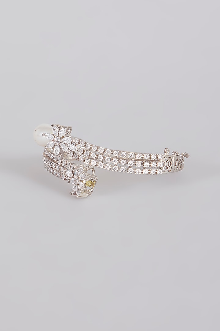 Silver Finish Crystal & Pink Stone Bracelet by Aura Trends at Pernia's Pop Up Shop