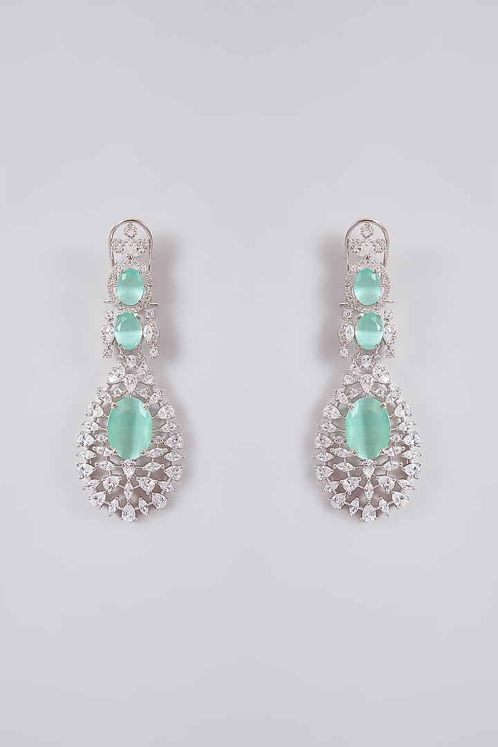 Silver Finish Crystal & Blue Stone Necklace Set by Aura Trends at Pernia's Pop Up Shop