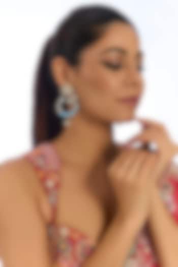 Silver Finish Turquoise Stone Dangler Earrings by Auraa Trends at Pernia's Pop Up Shop