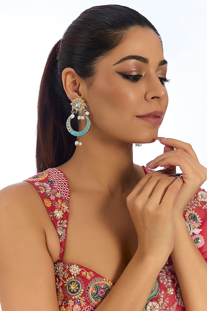 Silver Finish Turquoise Stone Dangler Earrings by Auraa Trends at Pernia's Pop Up Shop