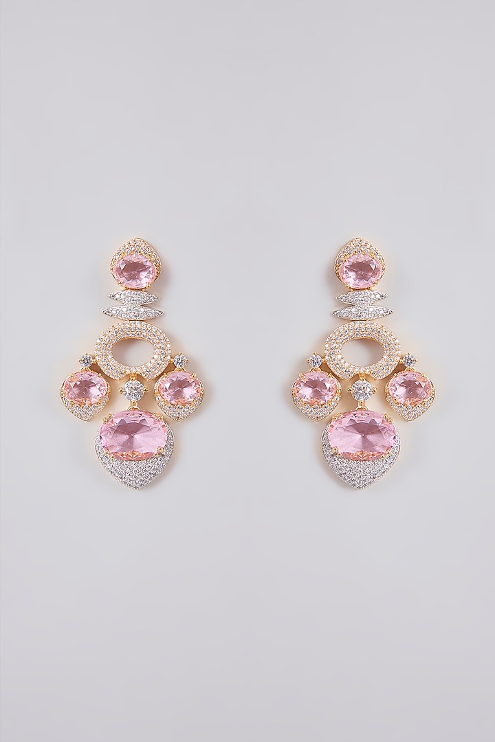 White Finish Light Pink Stone Choker Necklace Set by Aura Trends at Pernia's Pop Up Shop