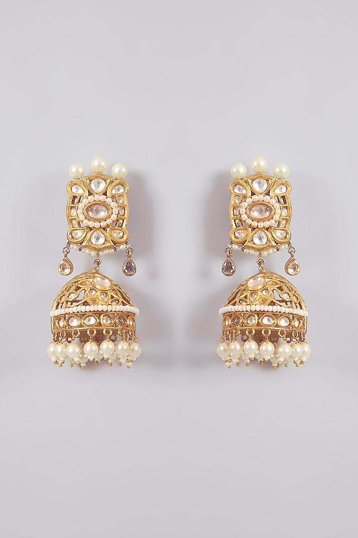 Gold Finish Kundan Polki & Red Beaded Choker Necklace Set by Aura Trends at Pernia's Pop Up Shop