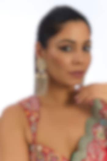 Gold Finish Kundan Polki Long Tassel Earrings by Auraa Trends at Pernia's Pop Up Shop