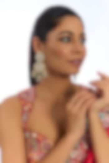 Gold Finish Pink Stone & Pearl Jhumka Earrings by Auraa Trends at Pernia's Pop Up Shop