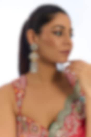 Gold Finish Kundan Polki & Green Stone Jhumka Earrings by Auraa Trends at Pernia's Pop Up Shop