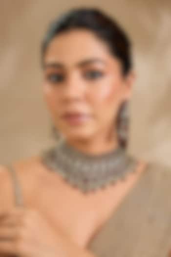 Victorian Finish Kundan Polki & Ruby Stone Choker Necklace Set by Aura Trends at Pernia's Pop Up Shop