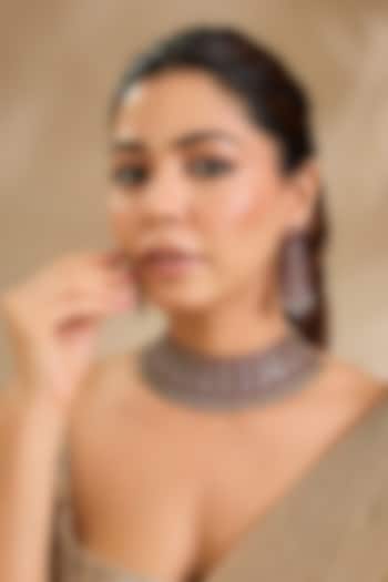 Antique Gold Finish Ruby Kundan Polki Choker Necklace Set by Aura Trends at Pernia's Pop Up Shop