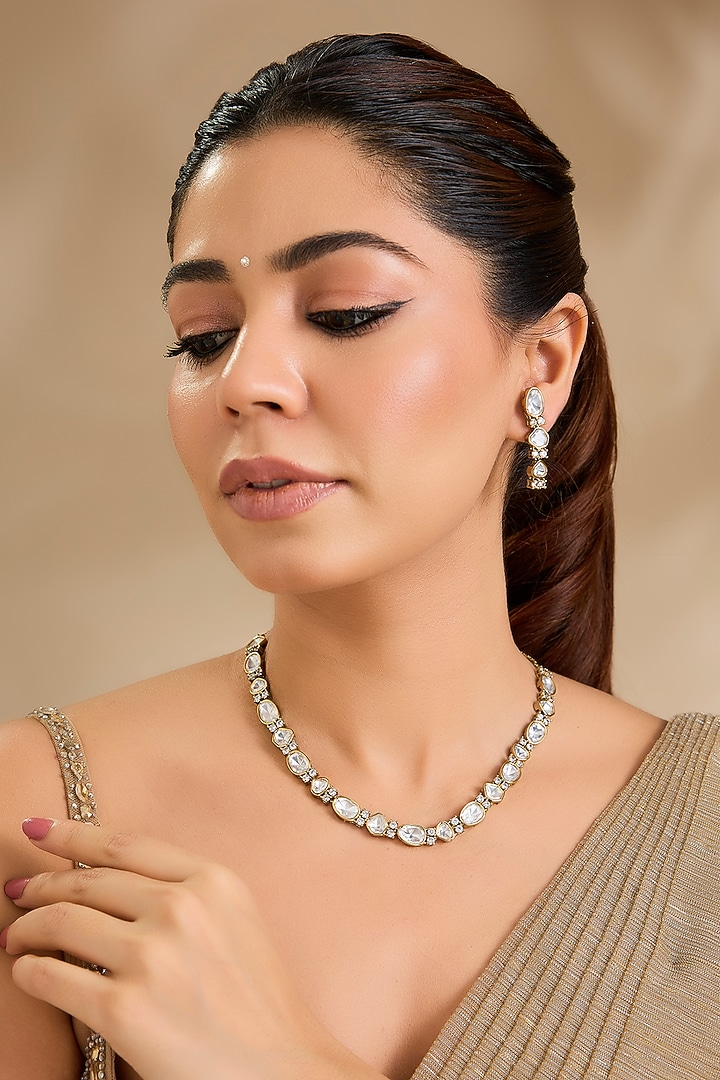 White Rhodium Finish Zircon Tennis Necklace Set by Aura Trends at Pernia's Pop Up Shop