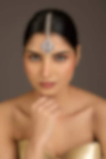 Victorian Finish Kundan Polki & Zircon Floral Maangtikka by Aura Trends at Pernia's Pop Up Shop