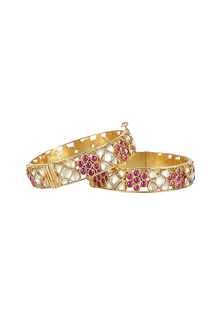 Gold Plated Kundan Bangles by Aura Trends at Pernia's Pop Up Shop