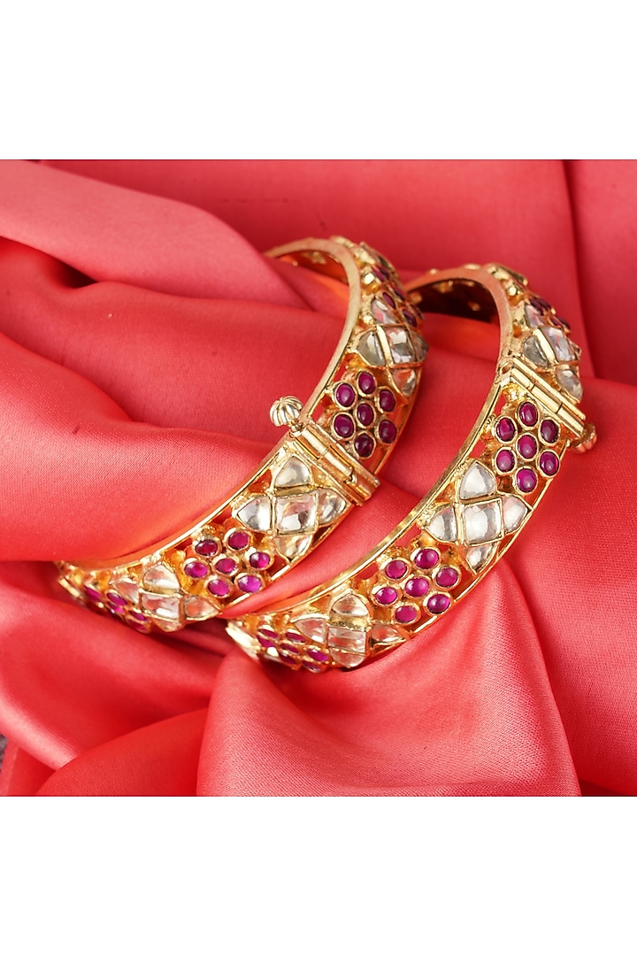 Gold Plated Kundan Bangles by Aura Trends at Pernia's Pop Up Shop