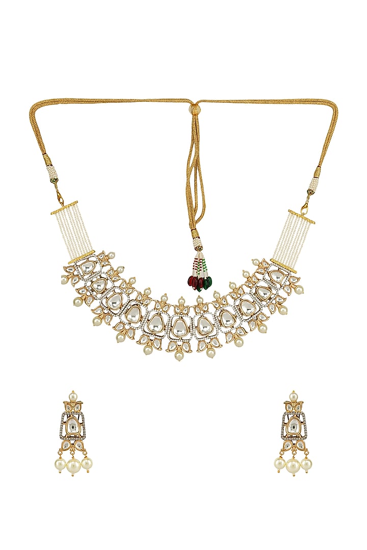 Gold Plated Pearl Necklace Set by Aura Trends at Pernia's Pop Up Shop