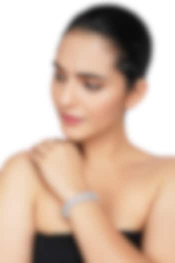 Silver Finish Diamond Bracelet In Alloy by Auraa Trends