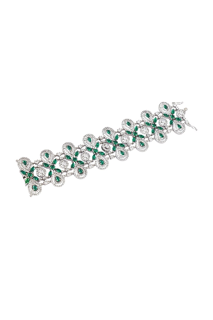 Silver Finish Green Diamond Bracelet by Aura Trends at Pernia's Pop Up Shop