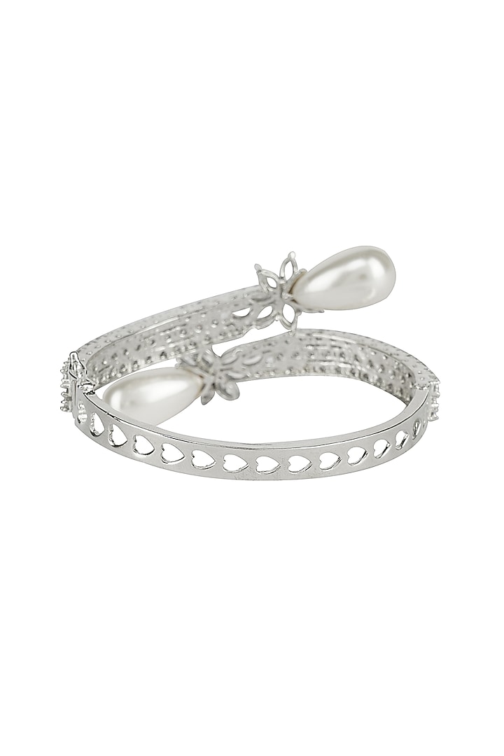 Silver Finish Diamond & Pearl Bracelet by Aura Trends at Pernia's Pop Up Shop
