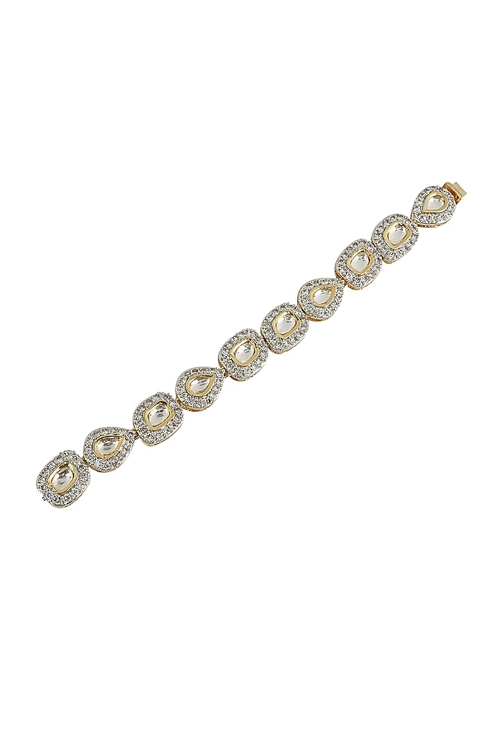 Gold Finish Bracelet In Alloy With Diamonds by Aura Trends at Pernia's Pop Up Shop