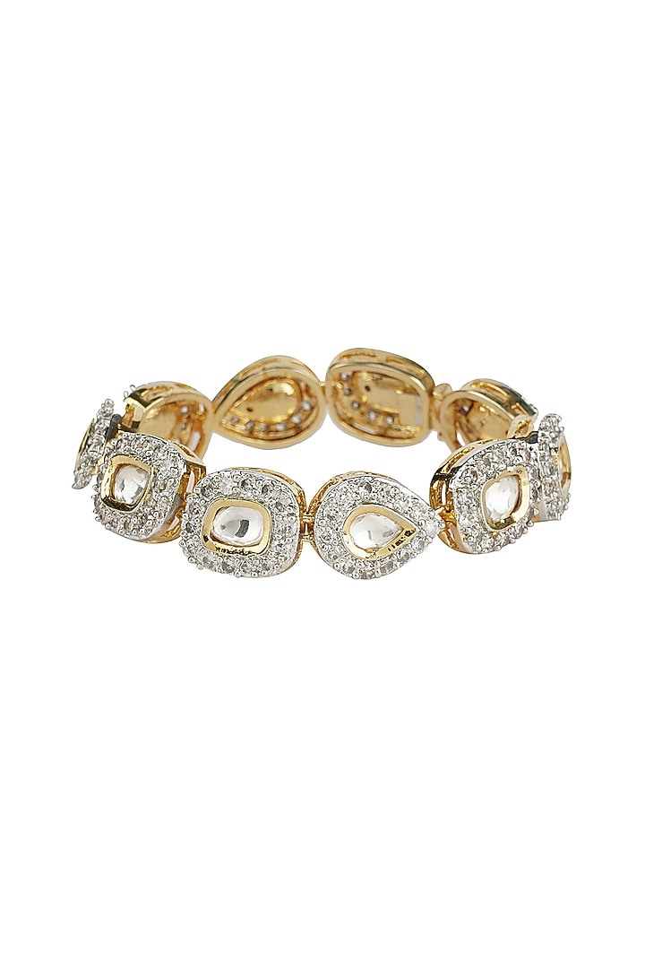 Gold Finish Bracelet In Alloy With Diamonds by Aura Trends at Pernia's Pop Up Shop