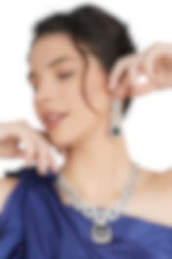 White Rhodium Finish Necklace Set by Auraa Trends at Pernia's Pop Up Shop