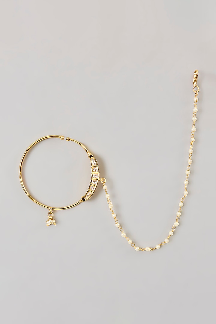 Gold Finish Pearl Chain Nath by Aura Trends at Pernia's Pop Up Shop