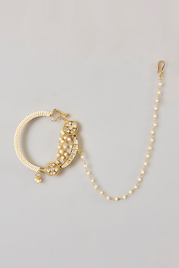 Gold Finish Pearl Chain Nath by Aura Trends at Pernia's Pop Up Shop