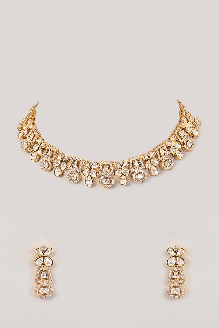 Two-Tone Finish Pink Zircon Necklace Set by Aura Trends at Pernia's Pop Up Shop
