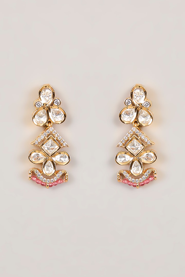 Gold Finish Kundan Polki Necklace Set by Aura Trends at Pernia's Pop Up Shop