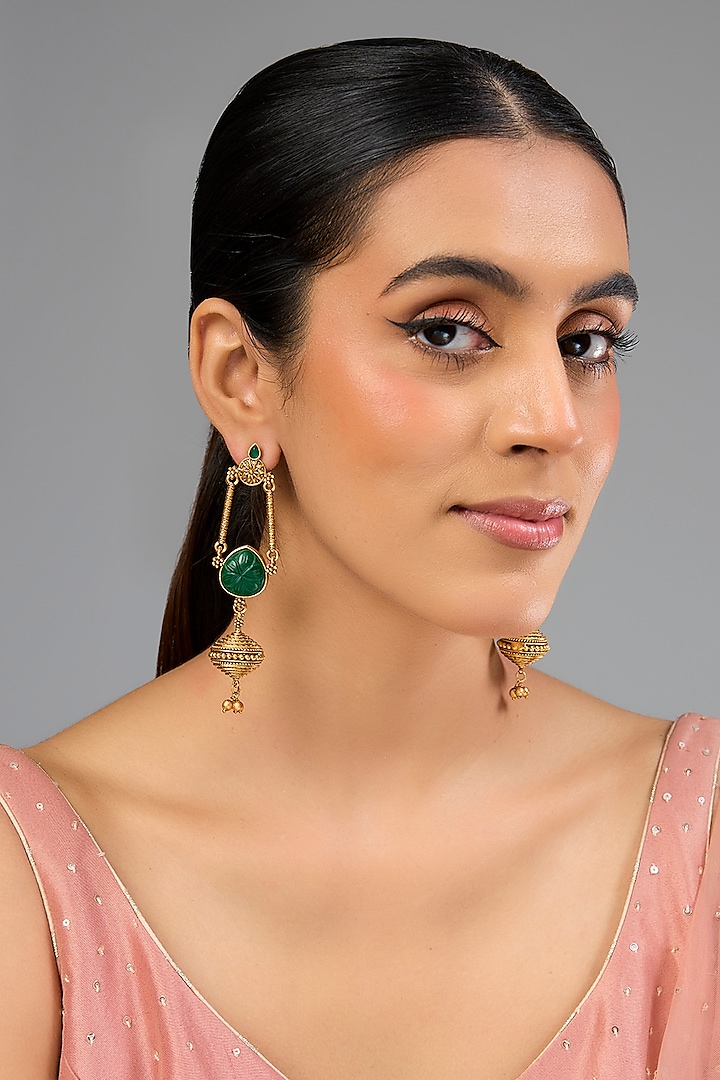 Gold Finish Multi-Colored Beaded Hoop Earrings by Auraa Trends at Pernia's Pop Up Shop