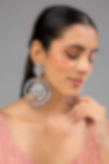 Silver Oxidised Finish Circular Drop Earrings by Auraa Trends at Pernia's Pop Up Shop