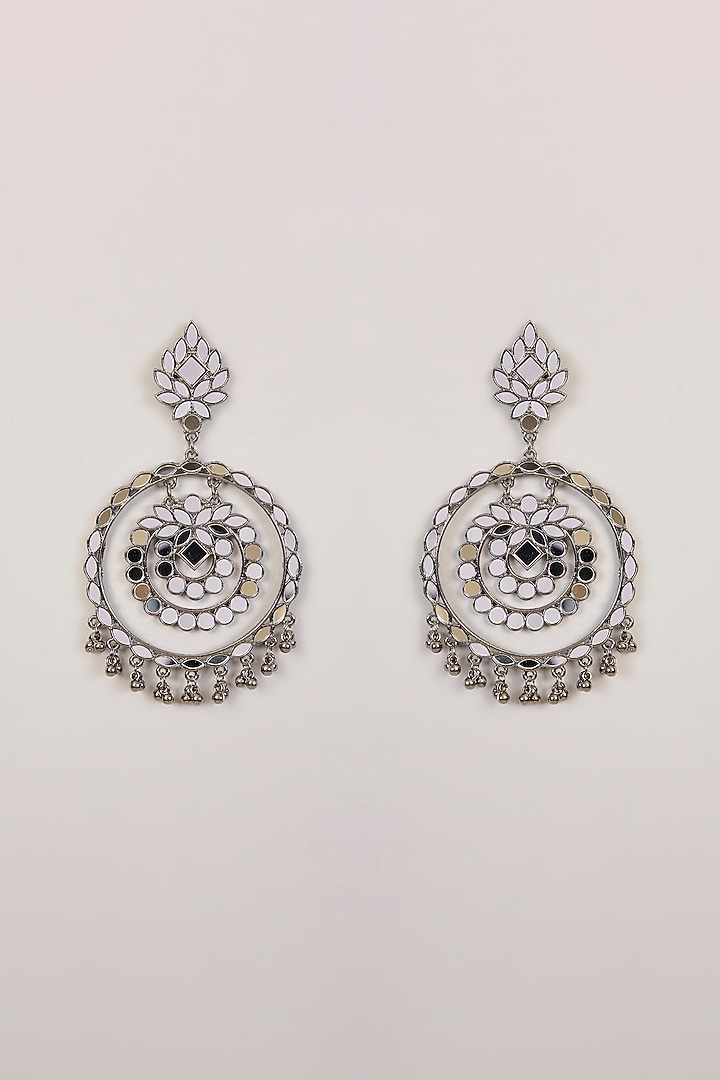Silver Oxidised Finish Circular Drop Earrings by Aura Trends at Pernia's Pop Up Shop