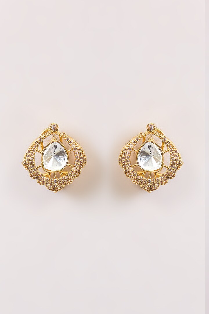 Gold Finish Kundan Polki Necklace Set by Aura Trends at Pernia's Pop Up Shop