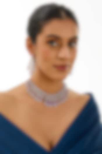 White Finish Kundan Polki & Purple Stone Necklace Set by Auraa Trends at Pernia's Pop Up Shop