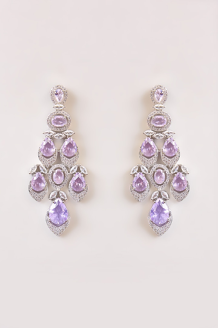 White Finish Kundan Polki & Purple Stone Necklace Set by Aura Trends at Pernia's Pop Up Shop