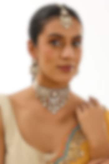 Gold Finish Kundan Polki Necklace Set by Auraa Trends at Pernia's Pop Up Shop