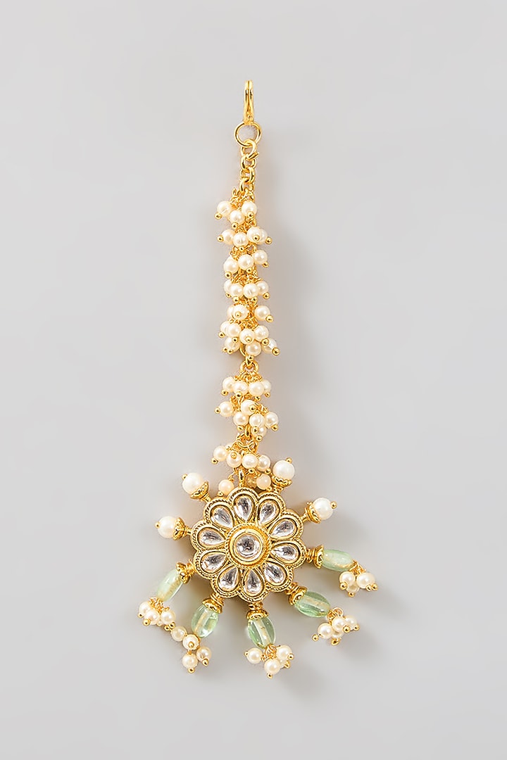 Gold Finish Kundan Polki Choker Necklace Set by Aura Trends at Pernia's Pop Up Shop