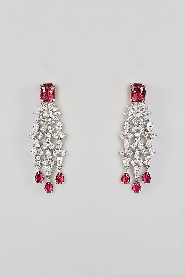 White Finish Red Zircon Necklace Set by Aura Trends at Pernia's Pop Up Shop