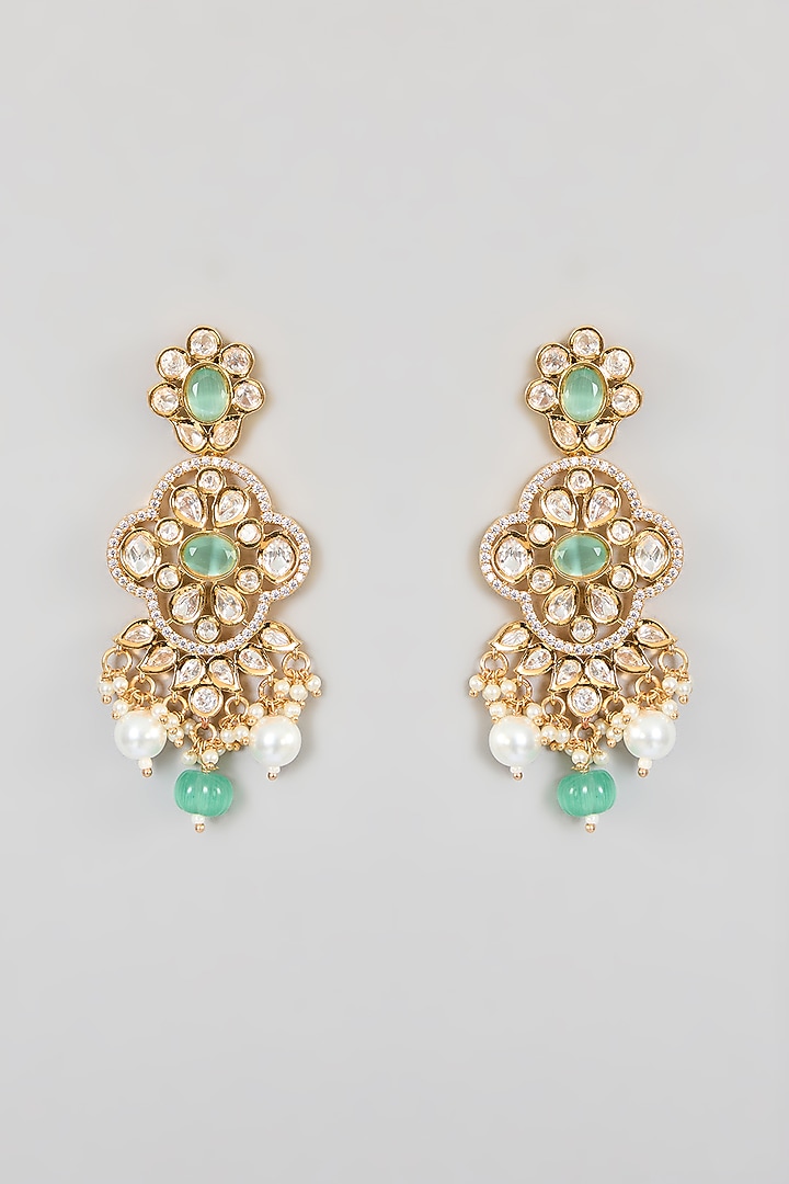 Gold Finish Kundan Polki Necklace Set by Aura Trends at Pernia's Pop Up Shop