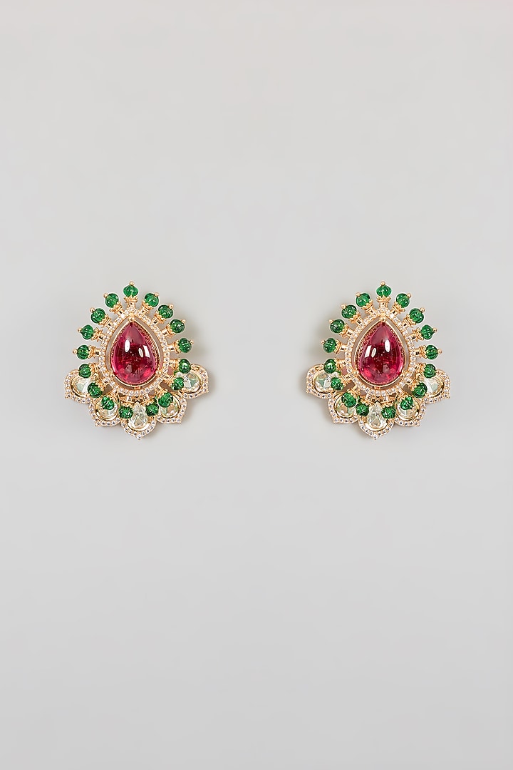 Gold Finish Kundan Polki Necklace Set by Aura Trends at Pernia's Pop Up Shop