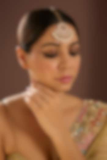 Gold Finish Kundan Polki & Pearl Maangtikka by Auraa Trends at Pernia's Pop Up Shop