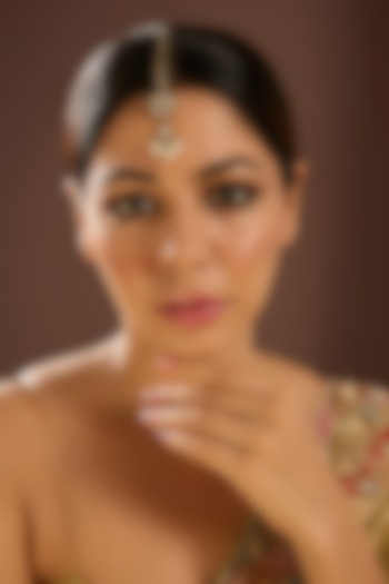 Antique Gold Finish Kundan Polki & Pearl Maangtikka by Auraa Trends at Pernia's Pop Up Shop