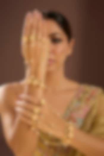 Gold Finish Floral Hand Harness (Set Of 2) by Auraa Trends at Pernia's Pop Up Shop