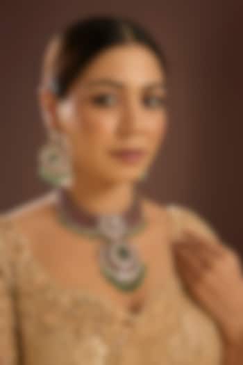 Gold Finish Kundan Polki & Ruby Stone Choker Necklace by Auraa Trends at Pernia's Pop Up Shop