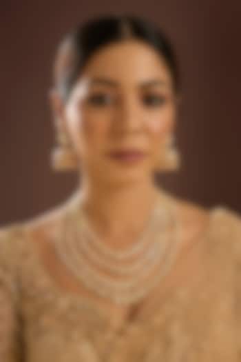 Gold Finish Kundan Polki Layered Necklace Set by Auraa Trends at Pernia's Pop Up Shop
