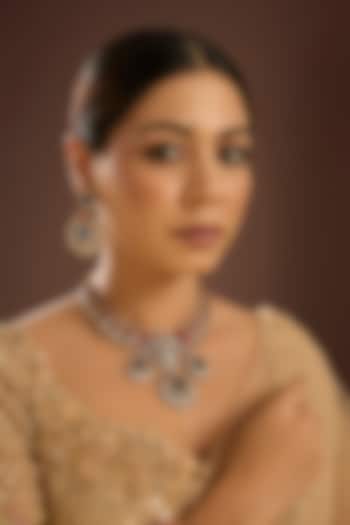 Gold Finish Kundan Polki & Ruby Stone Choker Necklace Set by Auraa Trends at Pernia's Pop Up Shop