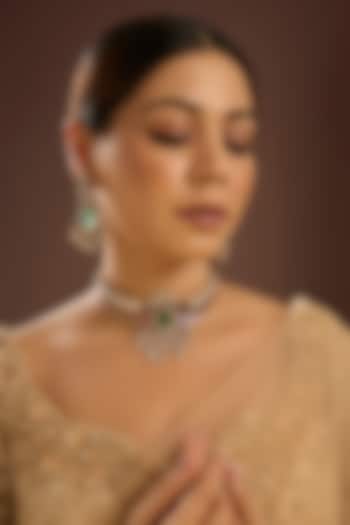 Gold Finish Kundan Polki & Ruby Stone Choker Necklace Set by Auraa Trends at Pernia's Pop Up Shop