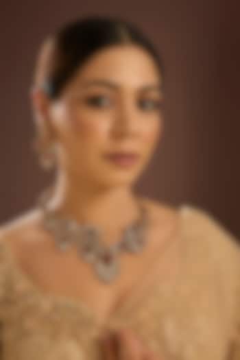 Gold Finish Kundan Polki & Ruby Stone Choker Necklace Set by Auraa Trends at Pernia's Pop Up Shop