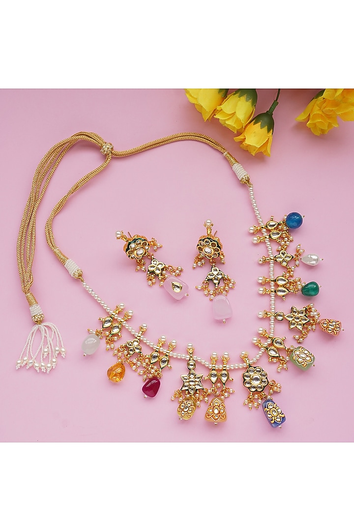 Gold Plated Kundan Necklace Set by Aura Trends at Pernia's Pop Up Shop