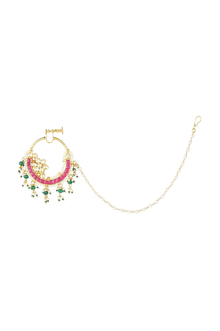 Gold Plated Red Onyx Nath by Aura Trends at Pernia's Pop Up Shop